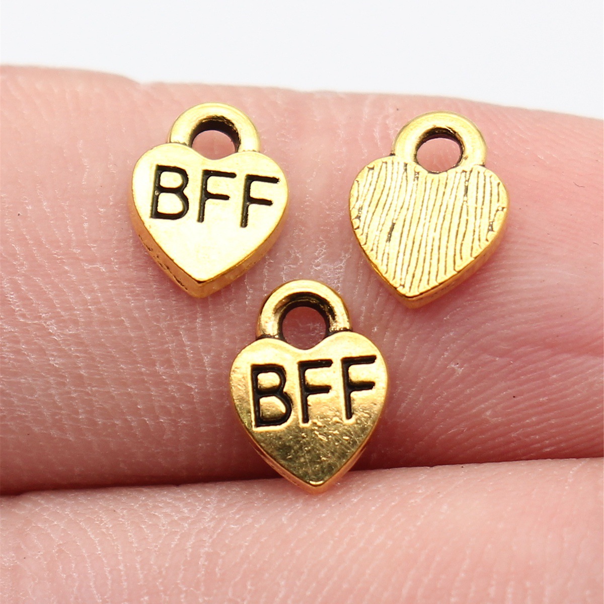 Vintage Collectibles For Sale - 40 個 9.3x7mm アンティークゴールドカラー Bff ベストフレンズフォーエバーハートタグチャーム手作りジュエリー作成アクセサリー