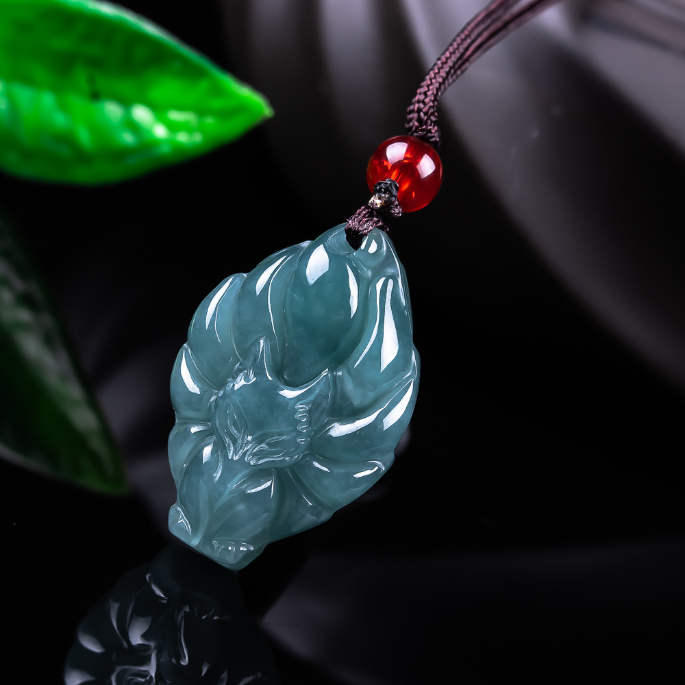 Vintage Collector - 天然ビルマ翡翠フォックスペンダントネックレスヴィンテージアクセサリー宝石本物の翡翠デザイナーファッションジュエリー女性へのギフト