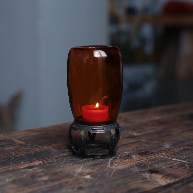 Collectible Vintage Lamps - ヴィンテージガラスキャンドルホルダー禅装飾ナイトライト中国風テーブルオーナメント雰囲気ランプホームデスクトップキャンドルスタンド