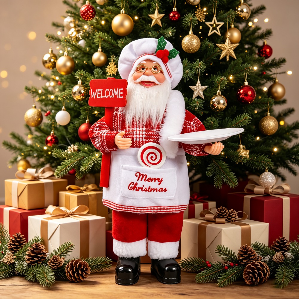 Vintage Collectible Santa - クリスマスシェフをテーマにしたサンタクロースのデスクトップ装飾品で、優れた収集価値と卓越した装飾効果を備えています。