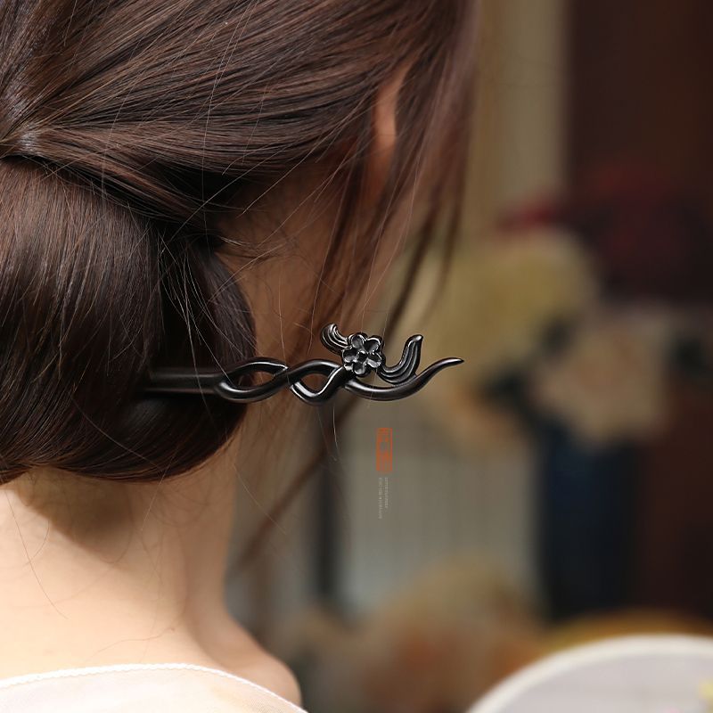 中国風のヘアスティックミニマリスト白檀彫刻花ヘアピンフォーク - Vintage Collectibles For Sale のレビューと価格