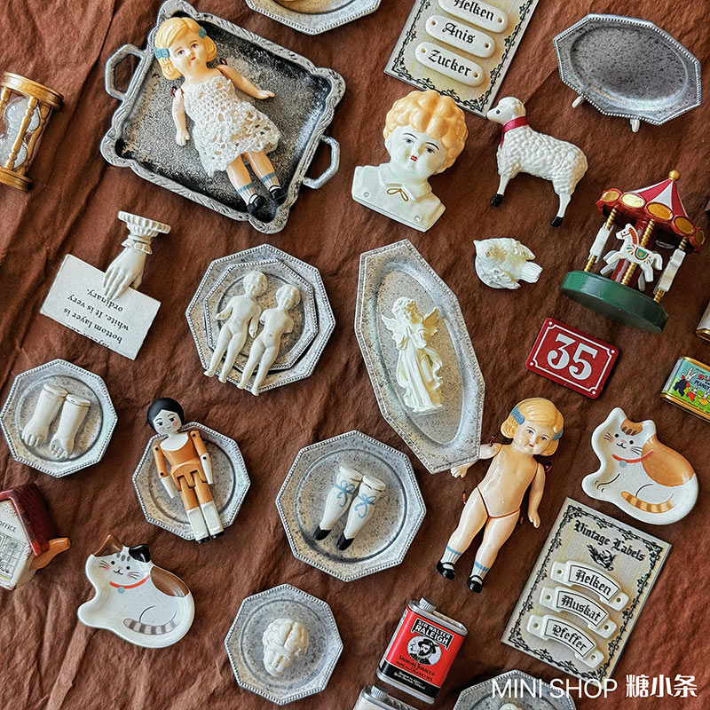 ミニチュアヴィンテージドールセット、手描きアンティークペグド - Vintage Collectible Dolls のレビューと価格