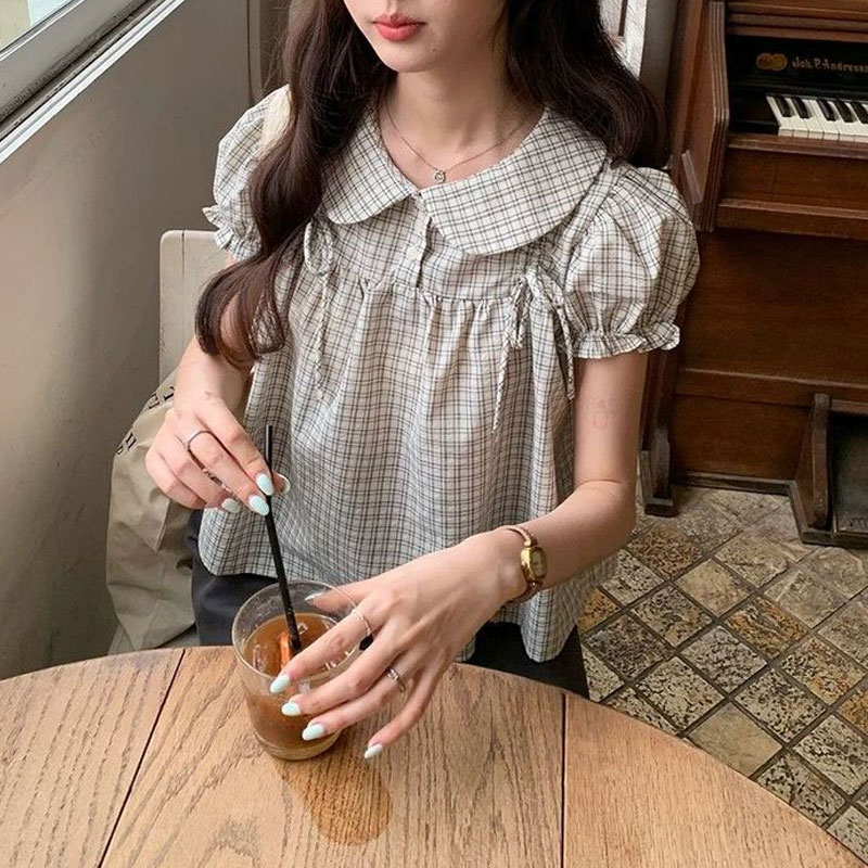 女性服プレッピースタイルドールカラー韓国シャツヴィンテージチ - Vintage Collectible Dolls のレビューと価格