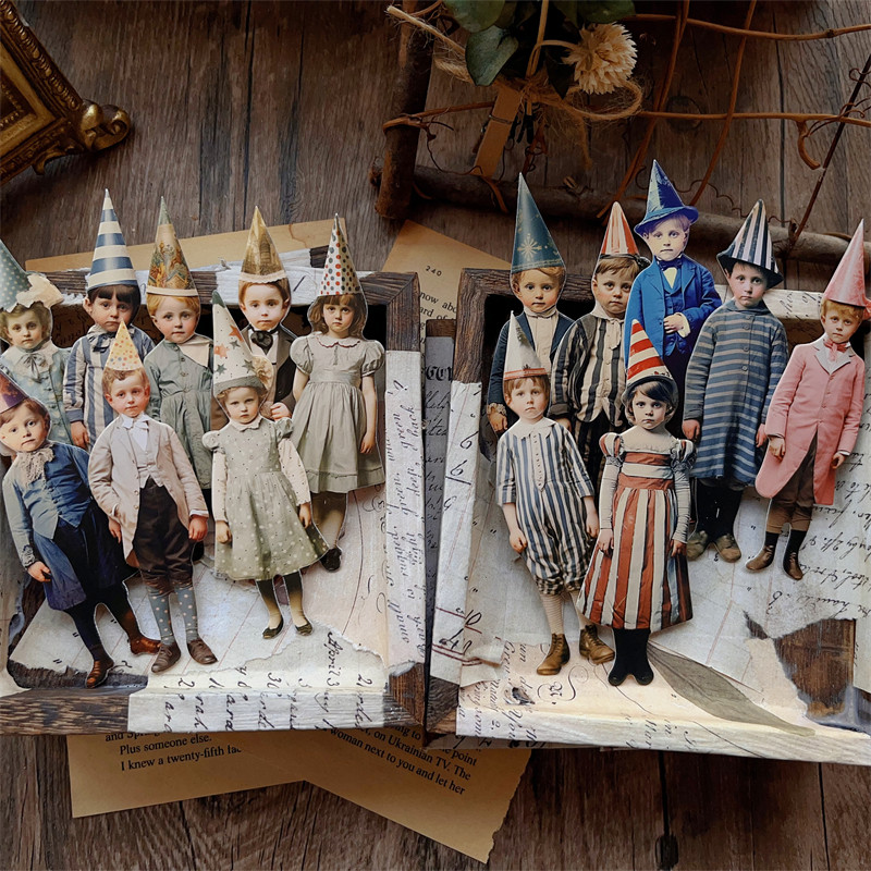 15 個ヴィンテージピエロパーティー子供紙人形カードストック - Vintage Collectible Dolls のレビューと価格