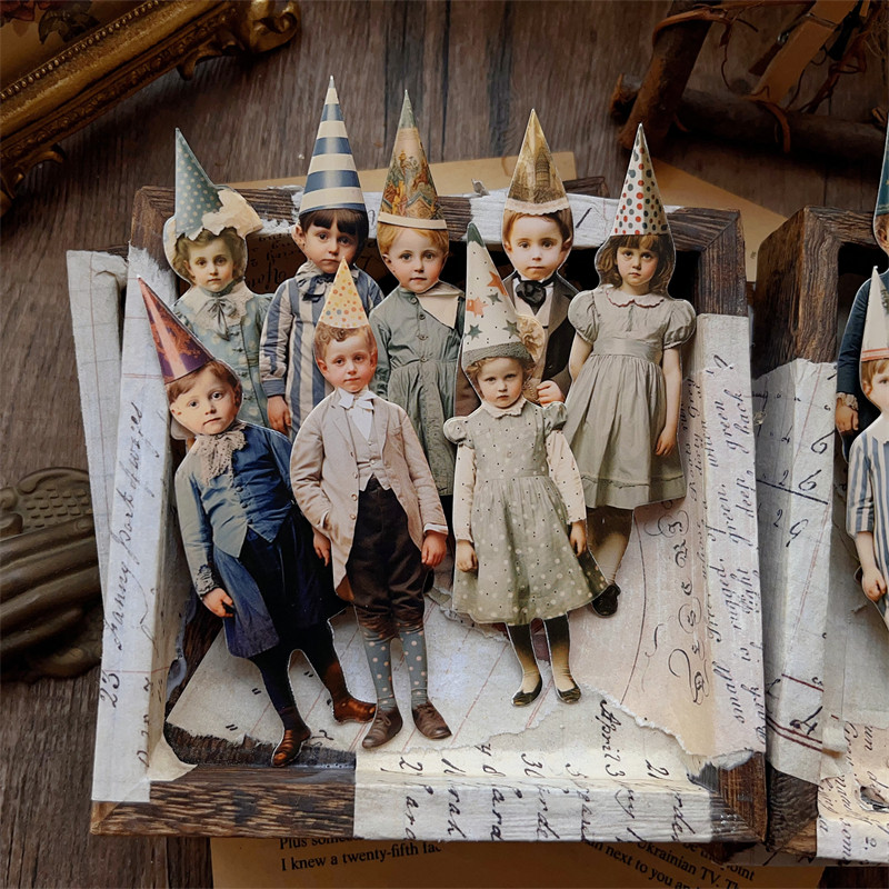 15 個ヴィンテージピエロパーティー子供紙人形カードストック - Vintage Collectible Dolls のレビューと価格