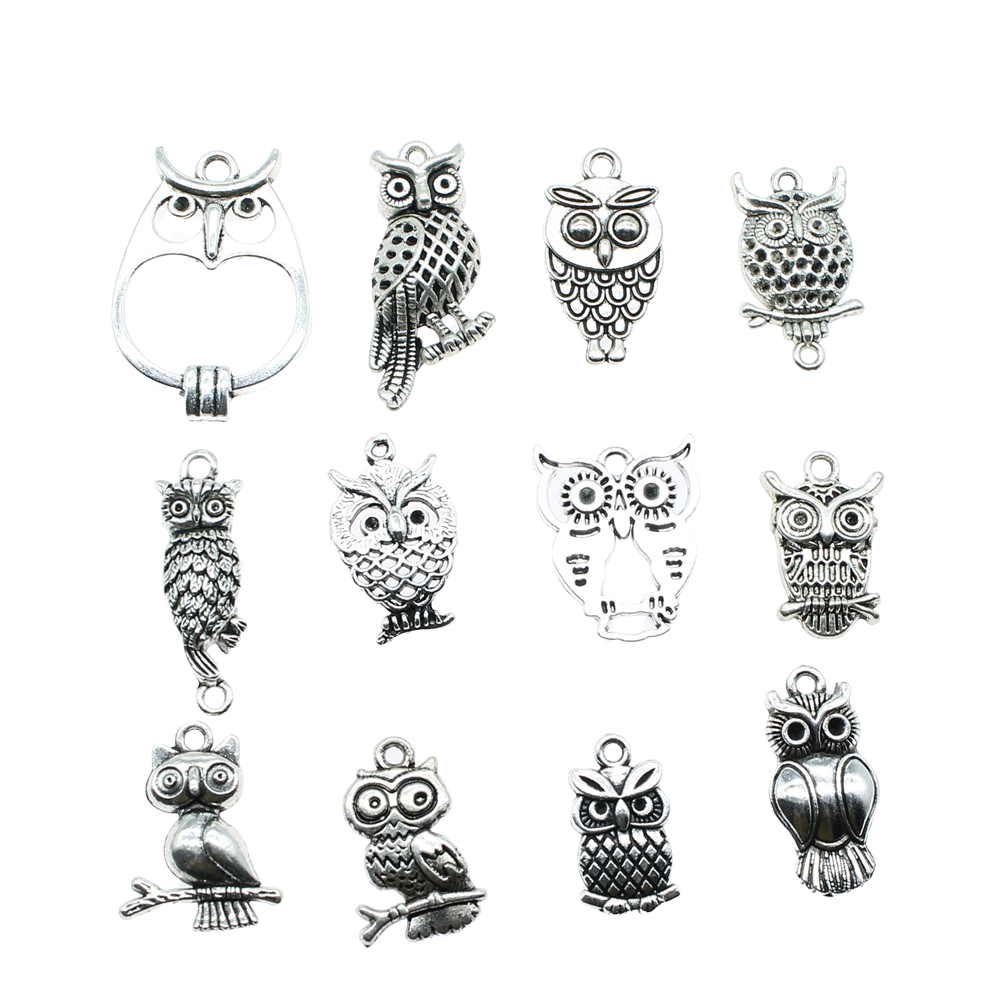 10 個チャームフクロウアンティークシルバーカラーかわいいフ - Vintage Collectibles For Sale のレビューと価格