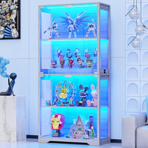 ガラス扉付きディスプレイキャビネット、4段ディスプレイケース - Collectible & Vintage Dolls For Christmas のレビューと価格