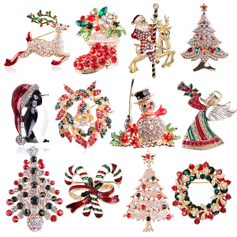 ヴィンテージラインストーンクリスマスブローチコレクション、ク - Vintage Collectible Santa のレビューと価格