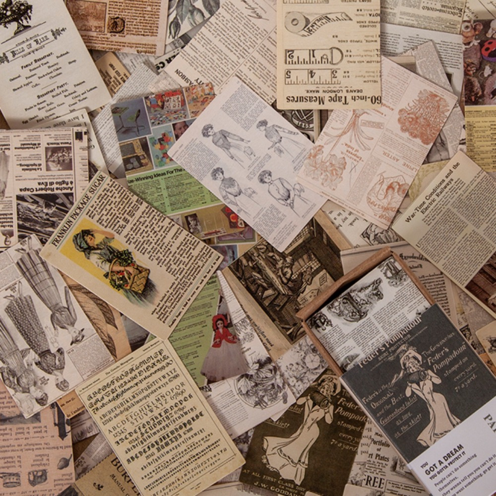 100 個ヴィンテージ手書き文字素材紙両面印刷レトロメモパッ - Vintage Collectible Magazines のレビューと価格
