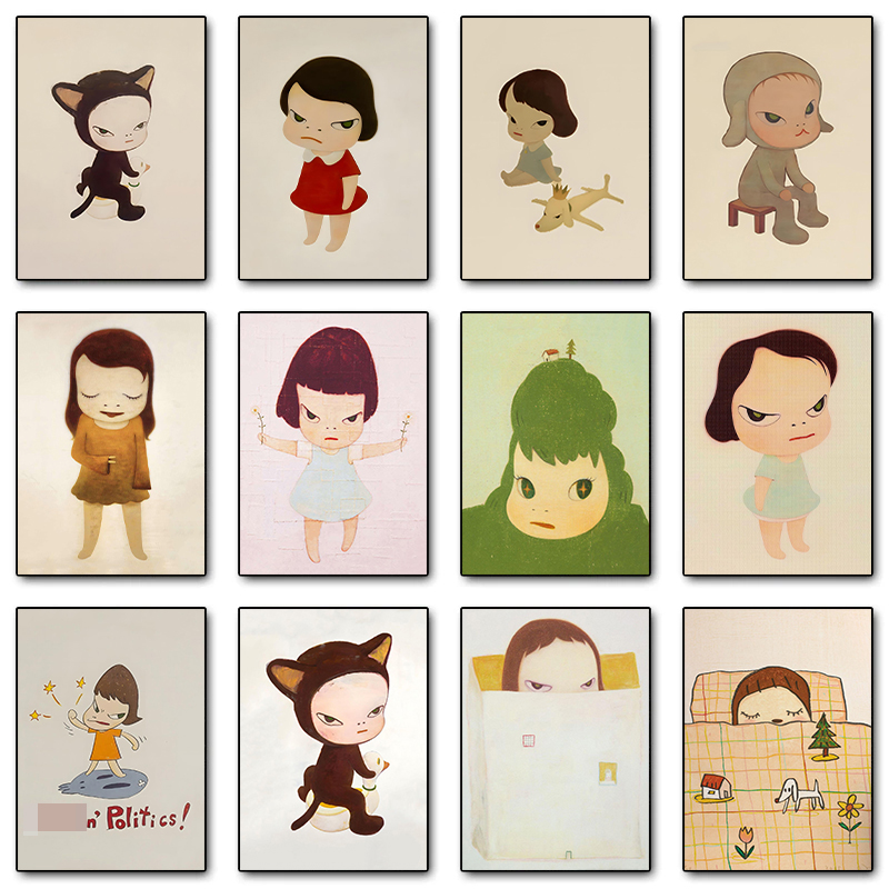 1pc フレームレスキャンバス絵画吉本奈良夢人形ポスターとプ - Vintage Collectible Dolls のレビューと価格